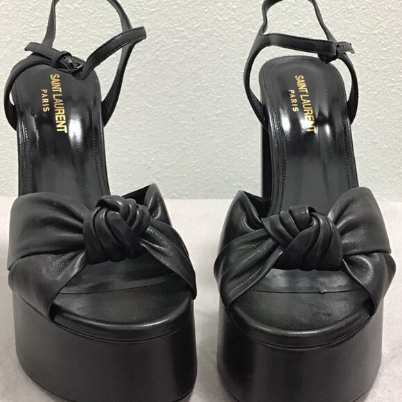 Saint Laurent Black Bianca Knotted Platform Sandal - Picture 3 of 13